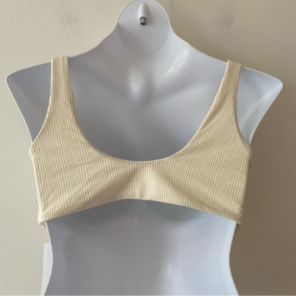 Dippin Daisys bikini swim top only Muse ivory ribbed tie front - Picture 2 of 5